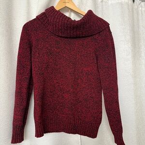 Lauren Jeans Co. Speckled Cotton Cowl Neck Sweater Red Black Size Large